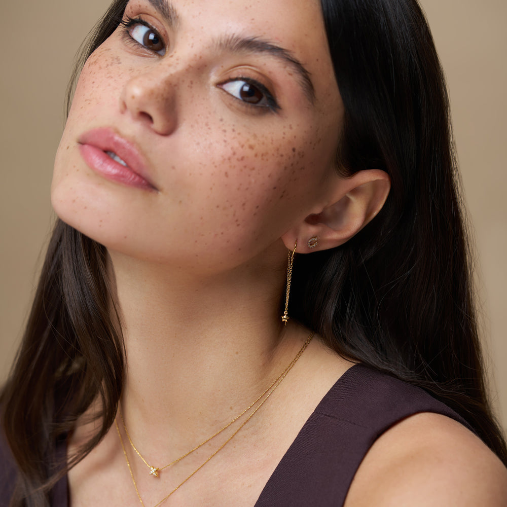 Drop Earrings Default Star Charm Thread Through Earrings Orelia Jewellery