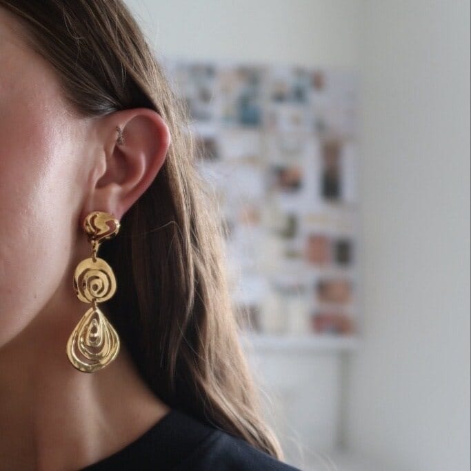 Drop Earrings Default Vintage Abstract Spiral Drop Clip-On Earrings Orelia Jewellery