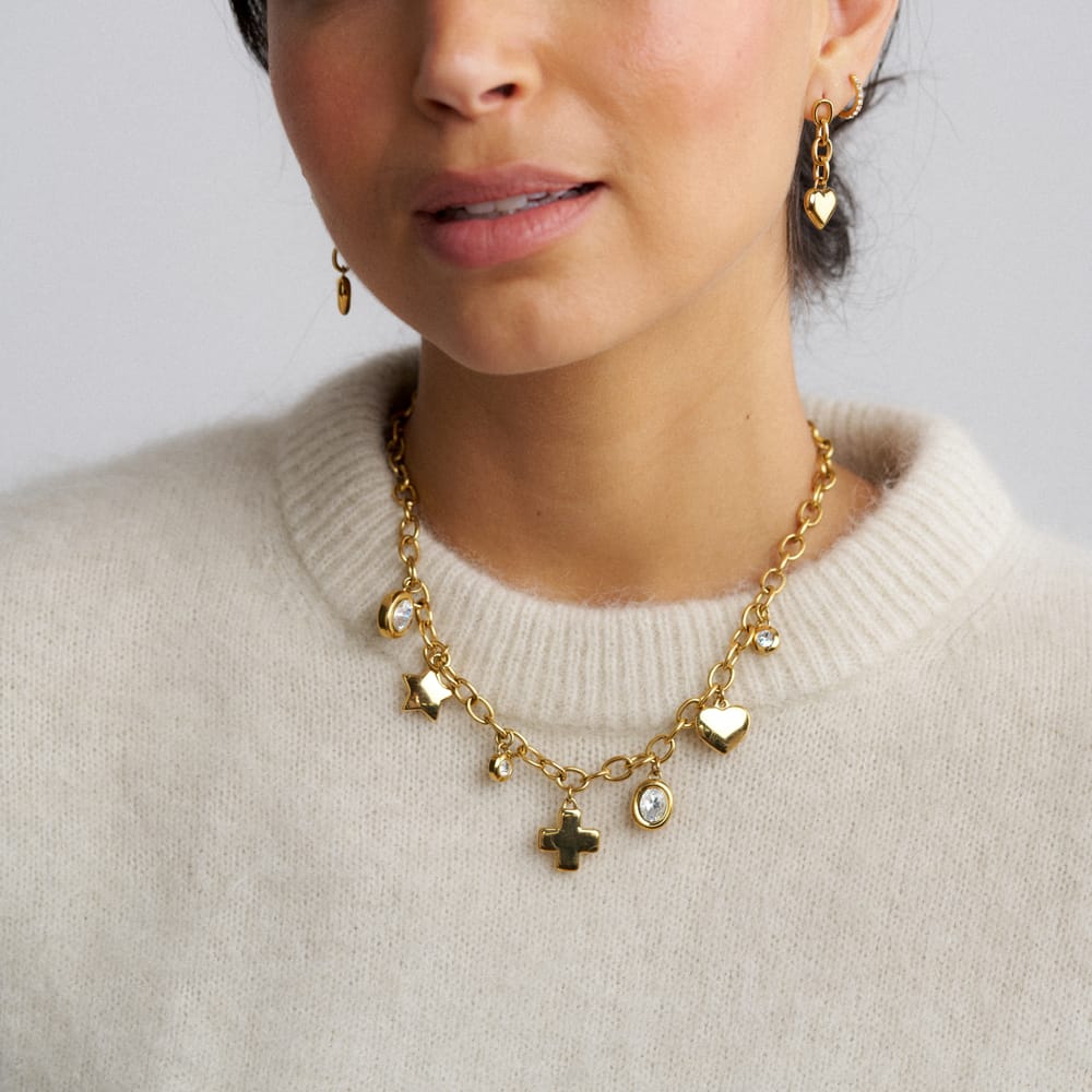 Drop Earrings LUXE Heart & Chain Drop Earrings Orelia Jewellery