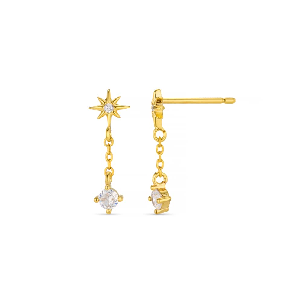 Drop Earrings Mini Crystal & Starburst Chain Drop Earrings Orelia Jewellery