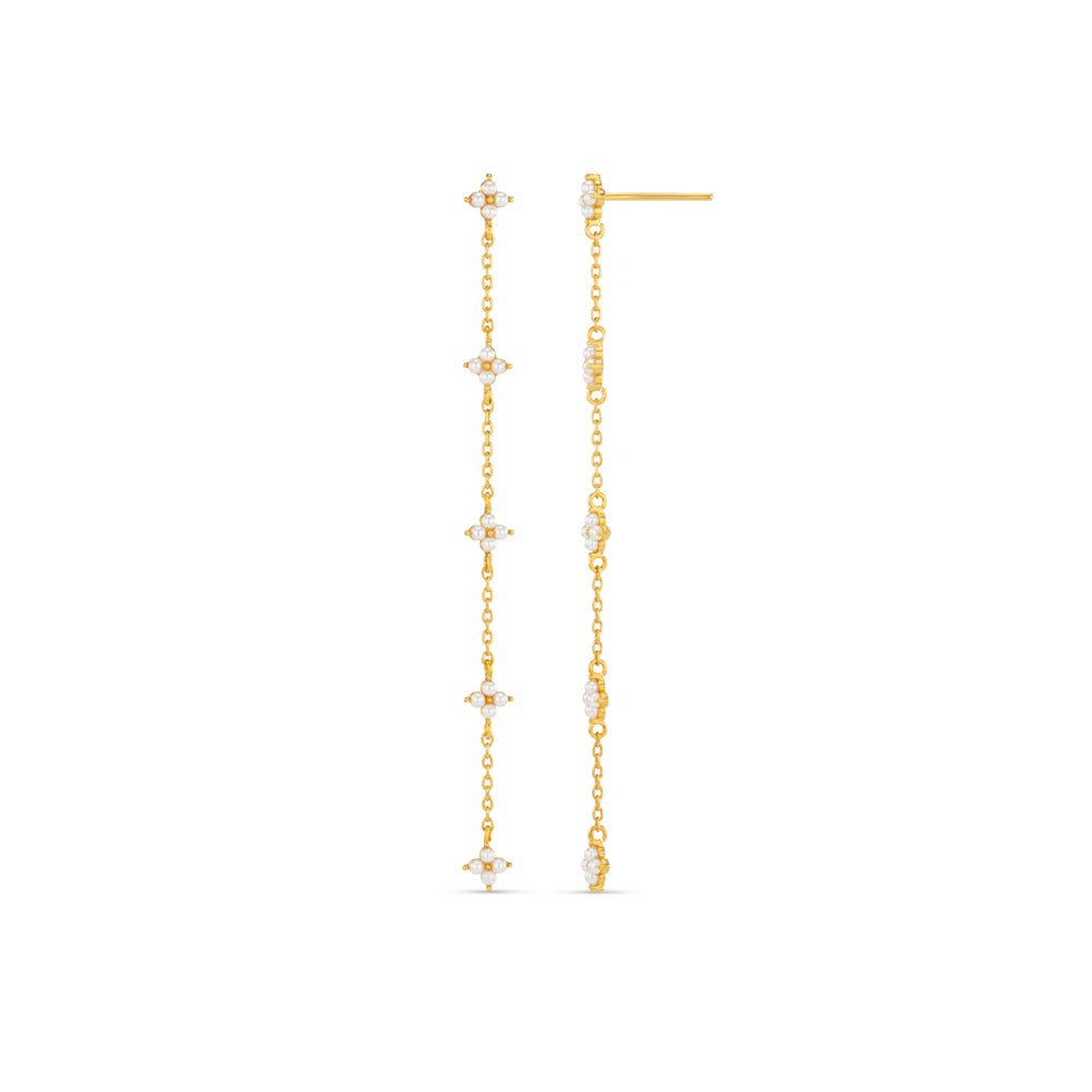 Drop Earrings ONE Floral Pearl Stationed Long Drop Earrings Orelia Jewellery