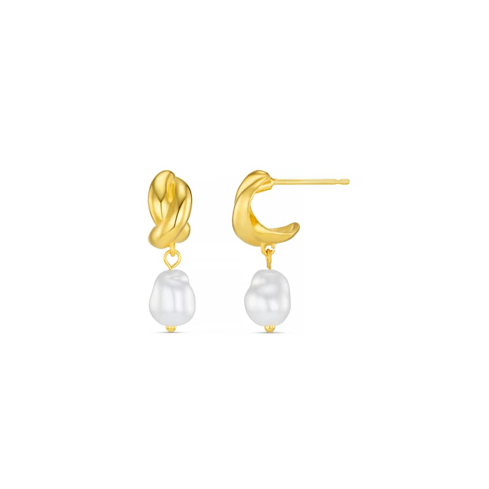 Drop Earrings Pearl Drop & Micro Twist Hoop Earrings Orelia Jewellery