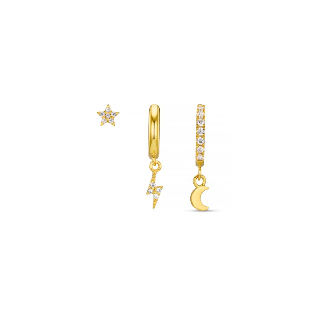 Ear Party Moon & Lightning Ear Stacking Set Orelia Jewellery