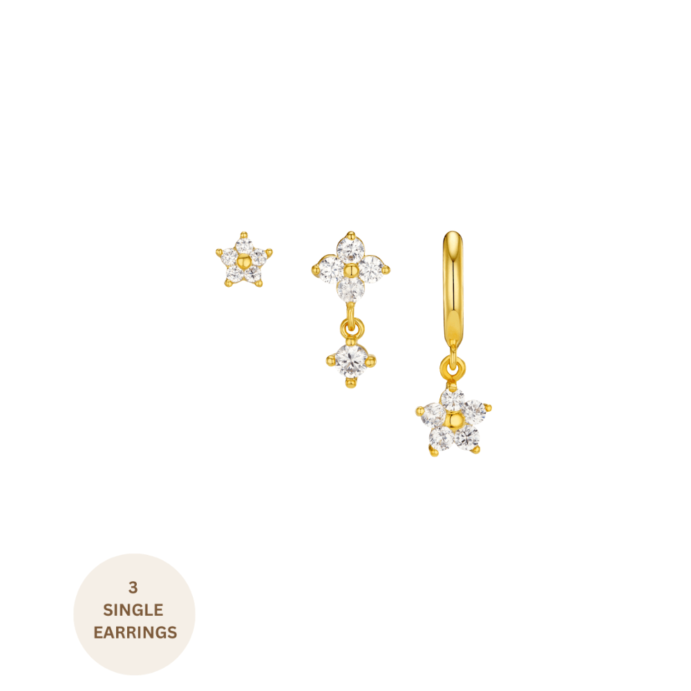 Ear Party ONE Crystal Flower Ear Stacking Set Orelia Jewellery