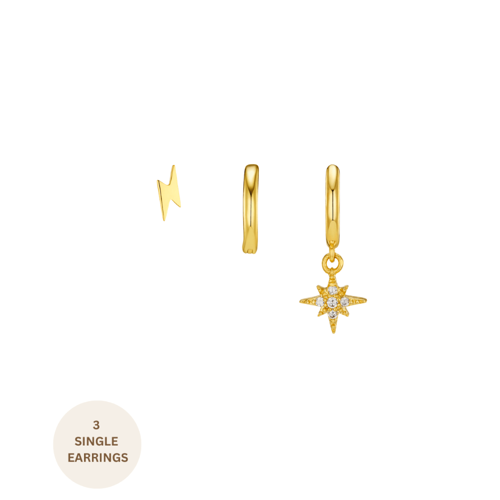 Ear Party Pavé Starburst & Lightning Ear Stacking Set Orelia Jewellery