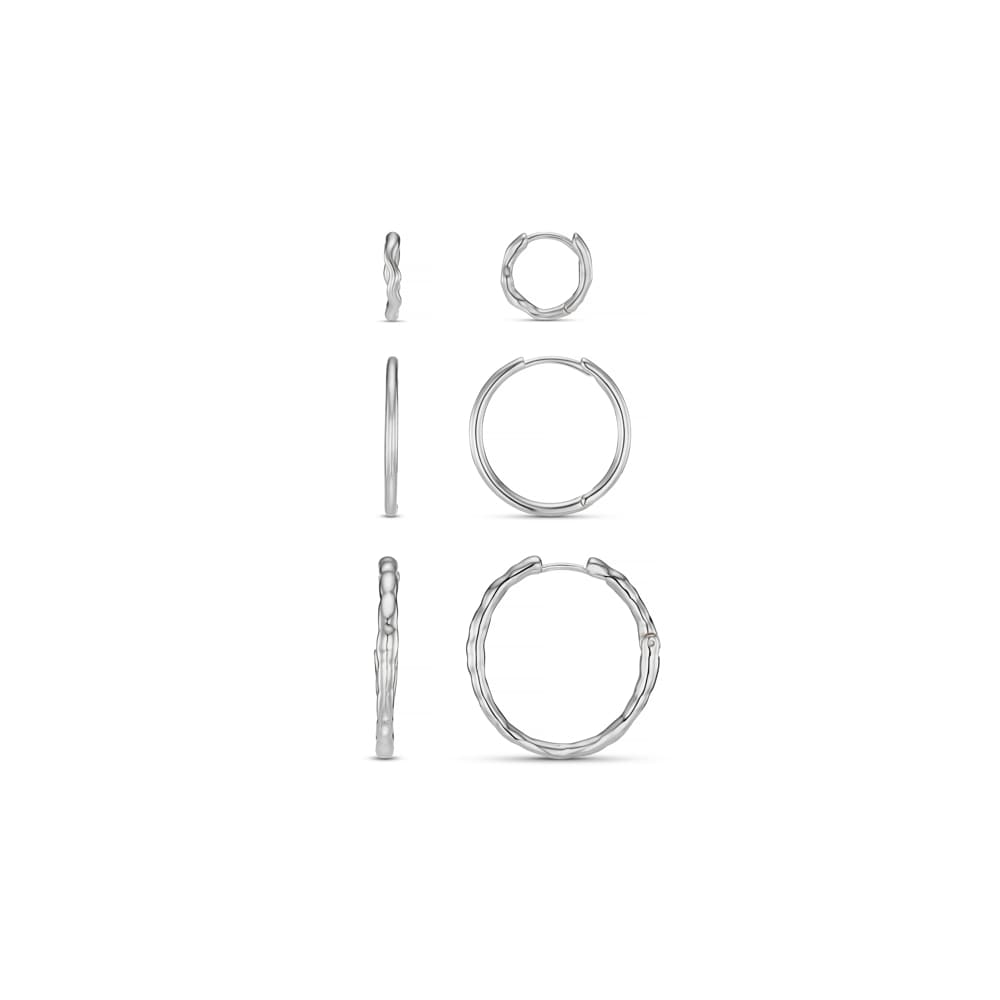 Earring Pack Default Mixed Textured Hoop Earring Pack - Silver Orelia Jewellery