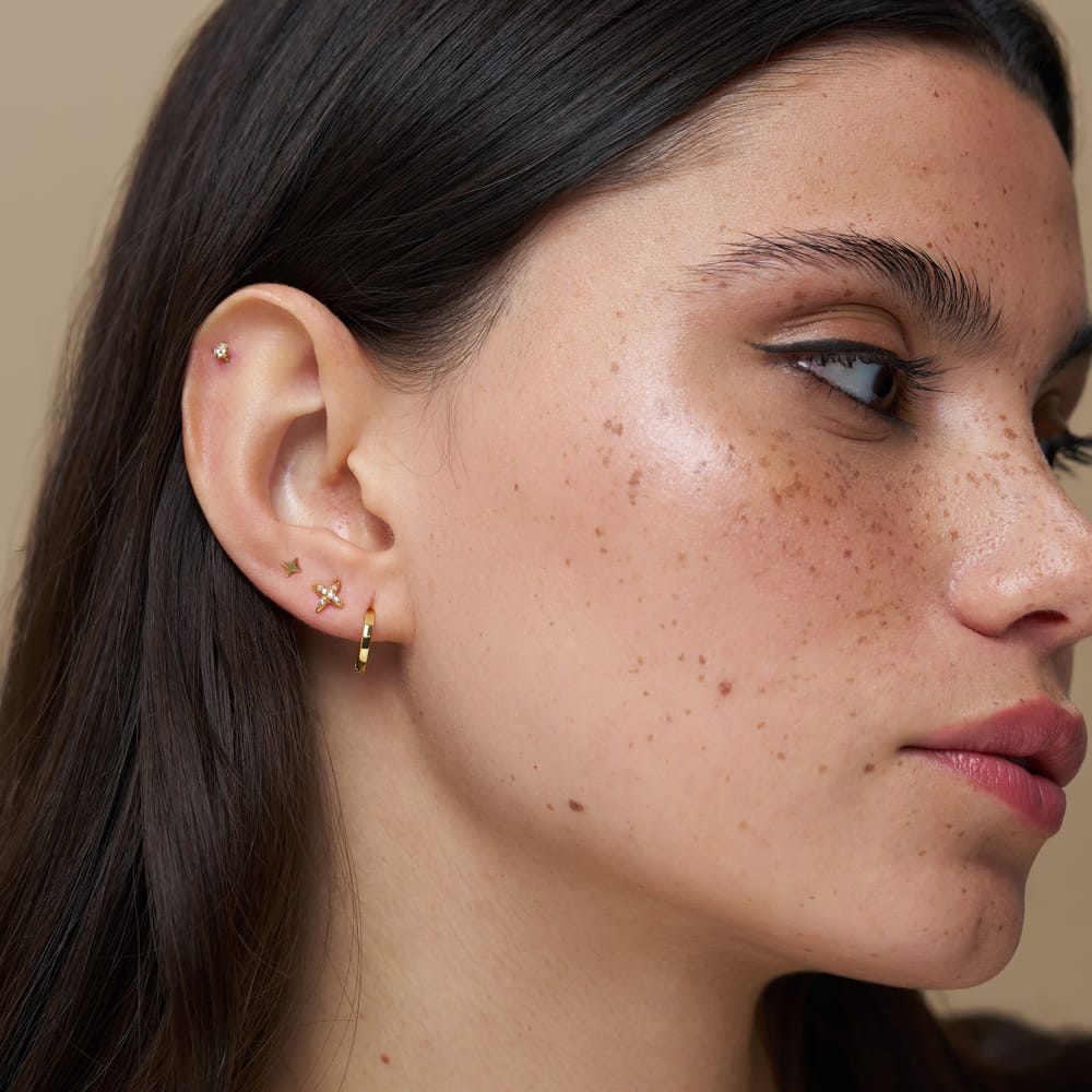 Earring Pack Default Pavé Cross & Huggie Hoop Ear Stacking Set Orelia Jewellery