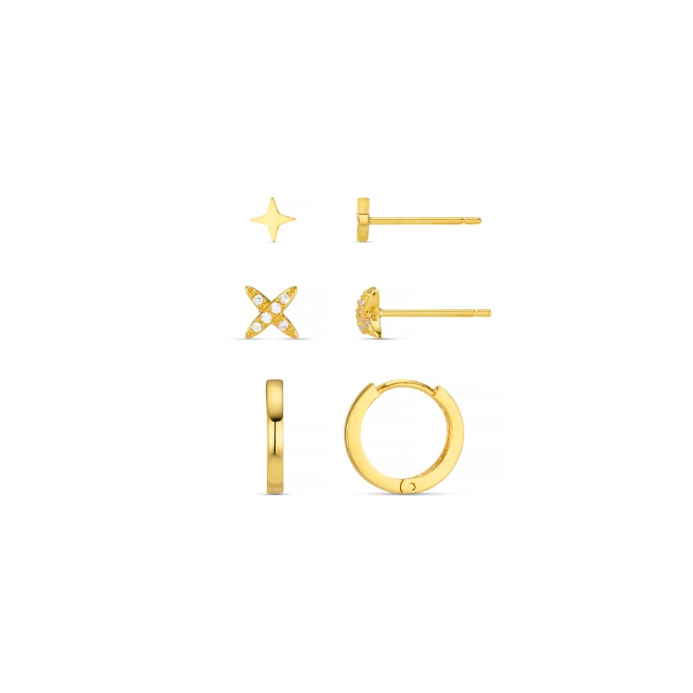 Earring Pack Default Pavé Cross & Huggie Hoop Ear Stacking Set Orelia Jewellery