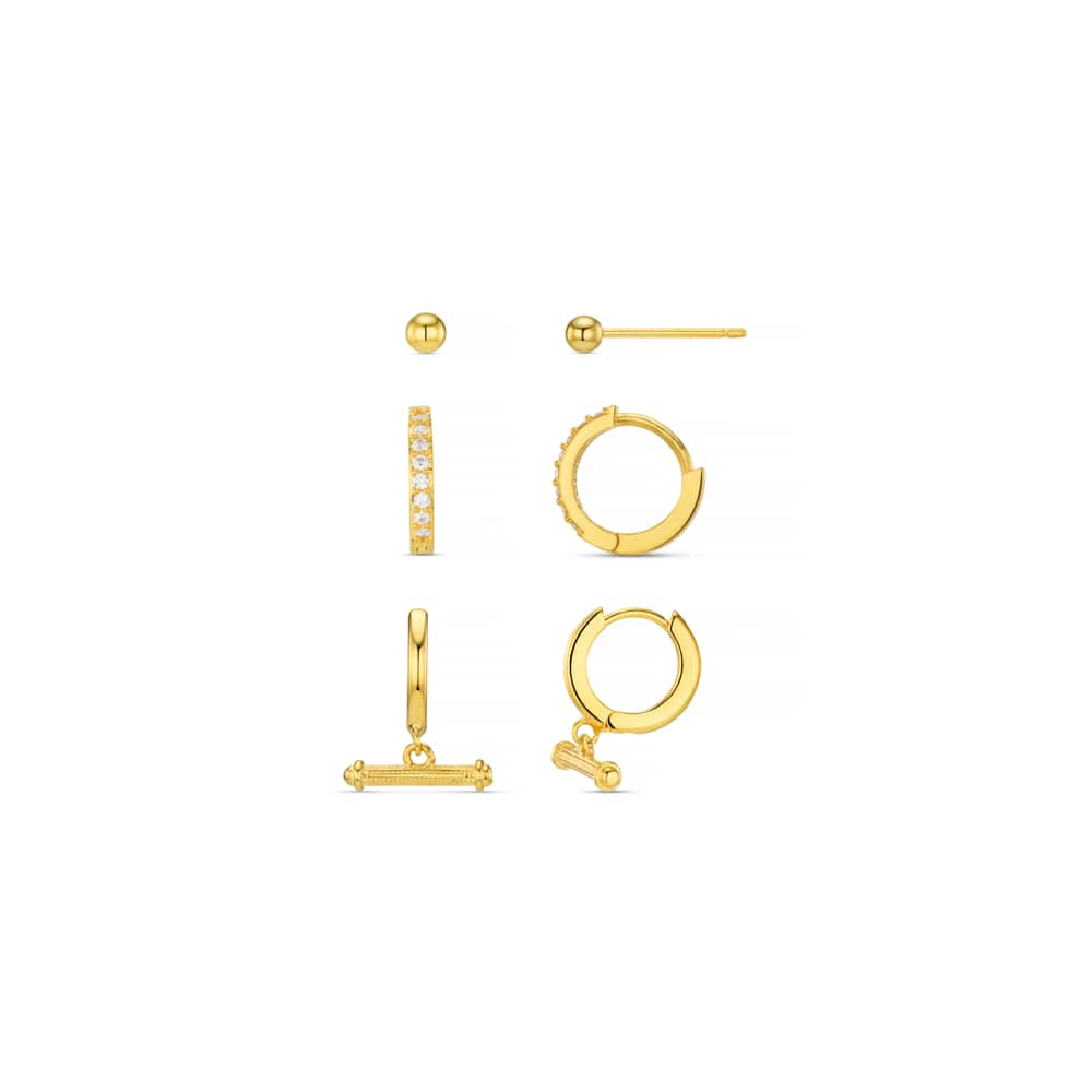 Earring Pack Default Pavé & T-Bar Micro Hoop Ear Stacking Set Orelia Jewellery