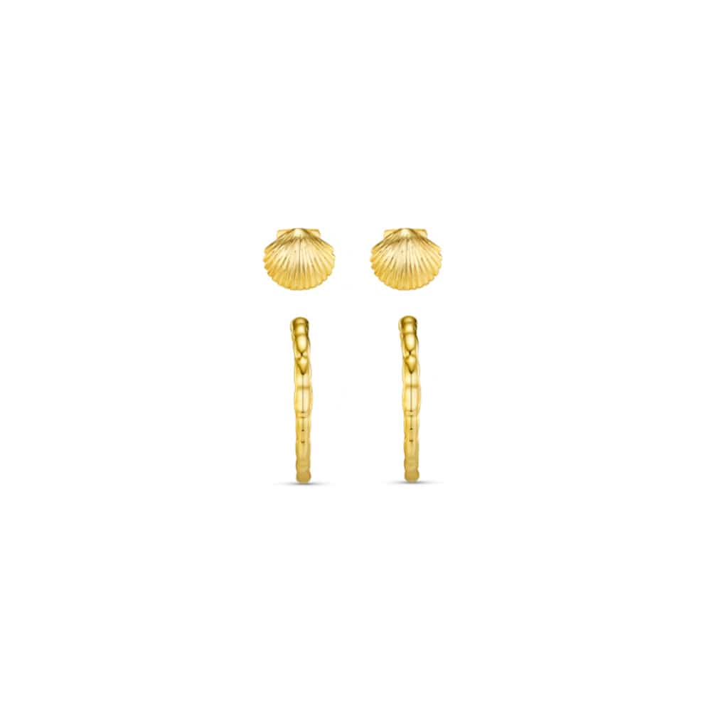 Earring Pack Default Shell & Molten Mid-Size Hoop Ear Stacking Set Orelia Jewellery
