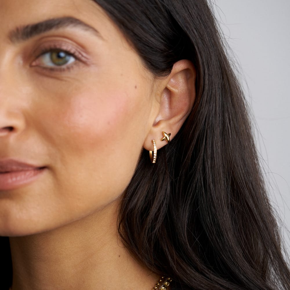 Earring Pack LUXE Cross & Pavé Hoop Ear Stacking Set Orelia Jewellery