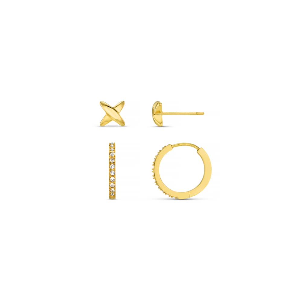 Earring Pack LUXE Cross & Pavé Hoop Ear Stacking Set Orelia Jewellery