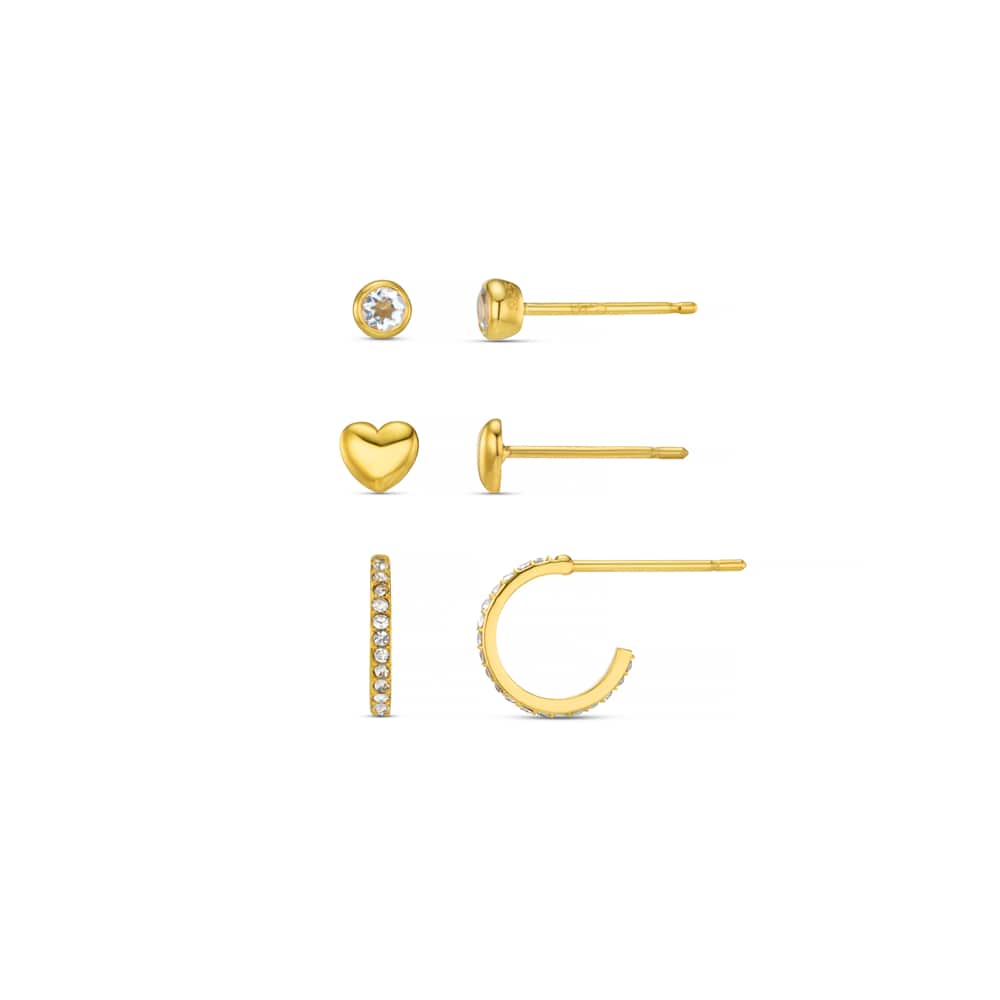 Earring Pack LUXE Heart & Pavé Ear Stacking Set Orelia Jewellery