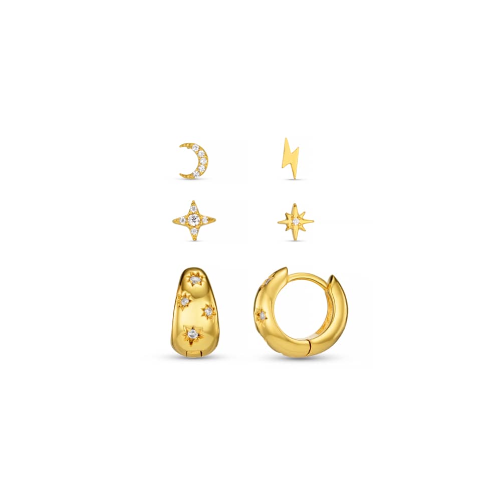 Earring Pack Mixed Celestial & Crystal Ear Stacking Set Orelia Jewellery