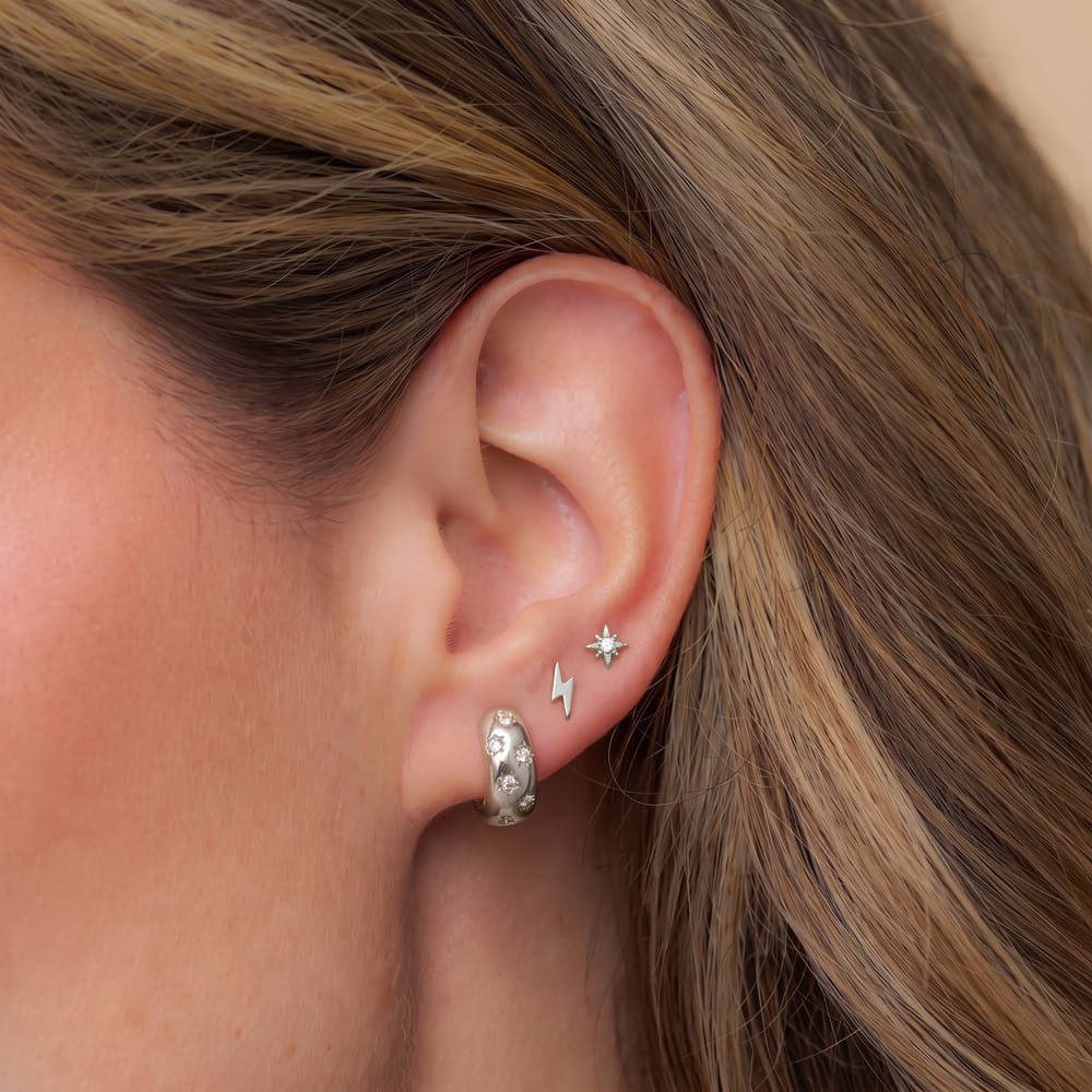 Earring Pack Mixed Celestial & Crystal Ear Stacking Set - Silver Orelia Jewellery