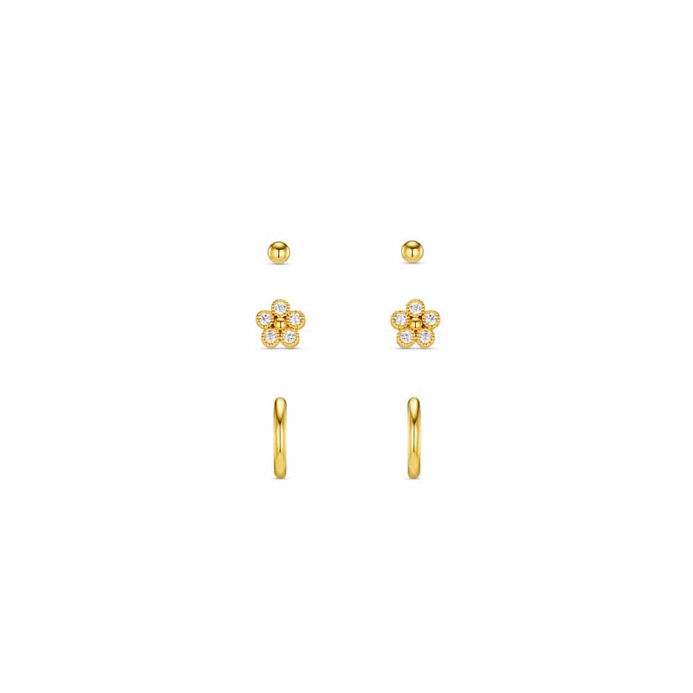 Earring Pack ONE Crystal Flower & Micro Hoop Ear Stacking Set Orelia Jewellery