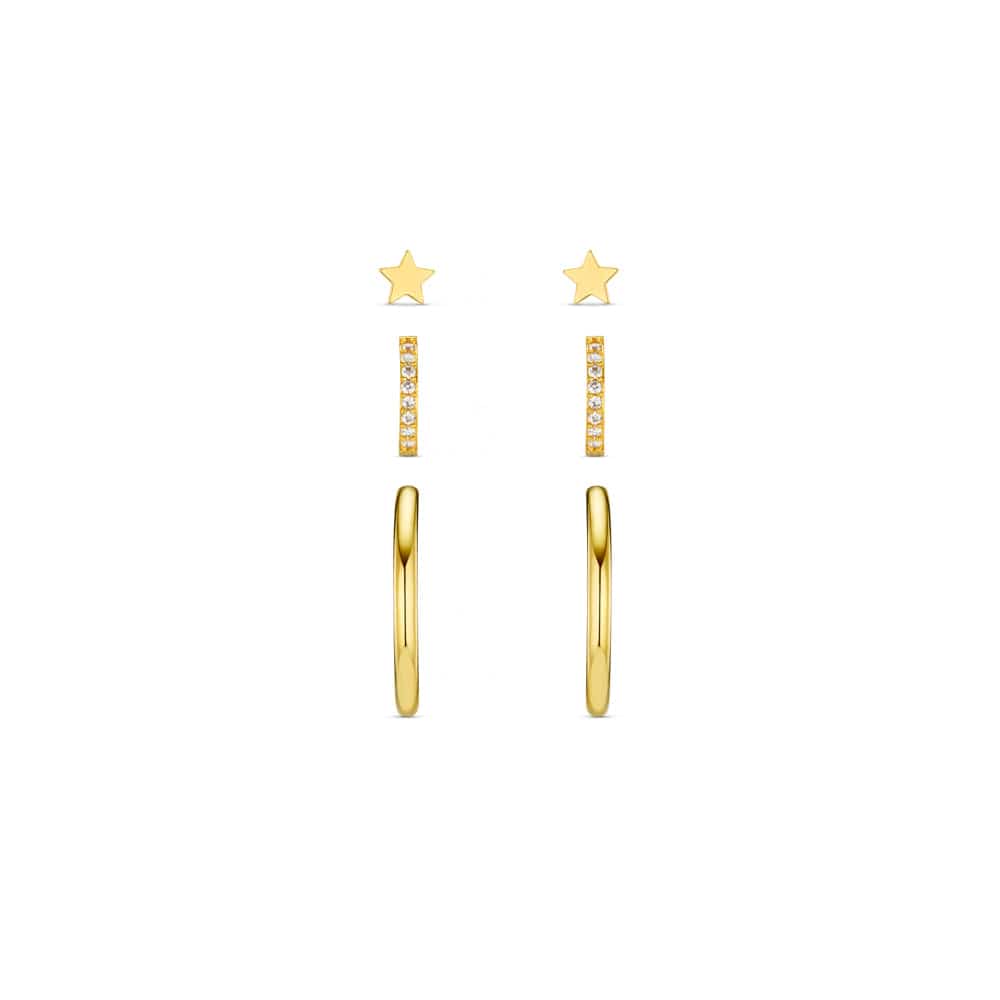 Earring Pack ONE Star & Mixed Hoop Ear Stacking Set Orelia Jewellery