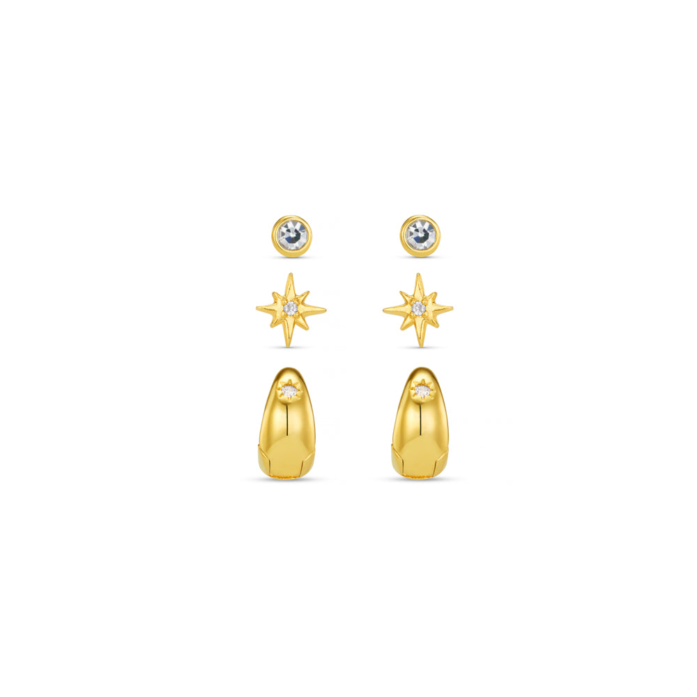 Earring Pack ONE Starburst Tiny Tapered Ear Stacking Set Orelia Jewellery