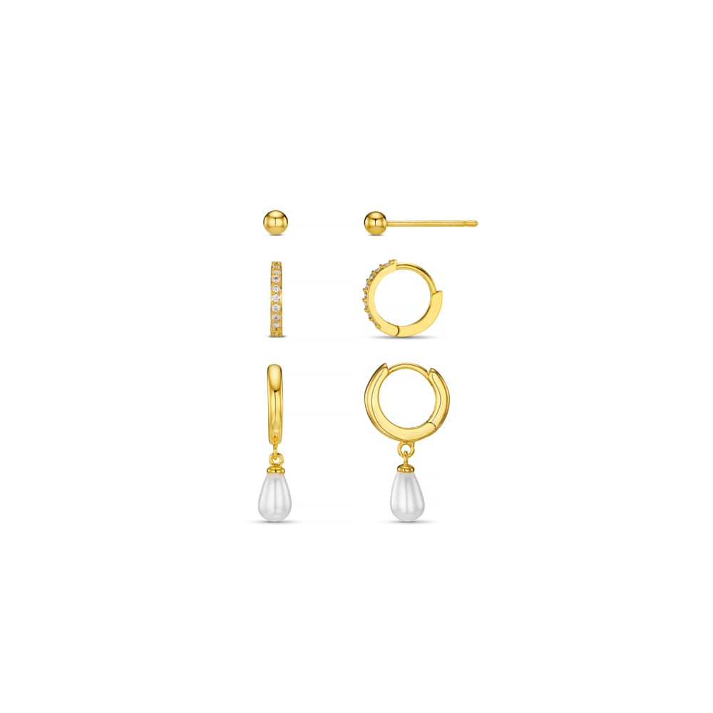 Earring Pack Pavé & Pearl Drop Ear Stacking Set Orelia Jewellery