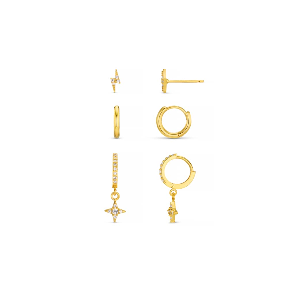 Earring Pack Star Charm & Lightning Ear Stacking Set Orelia Jewellery