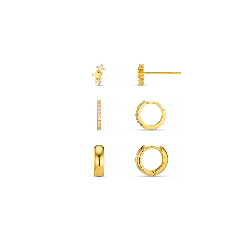 Earring Pack Star Cluster & Classic Hoop Ear Stacking Set Orelia Jewellery