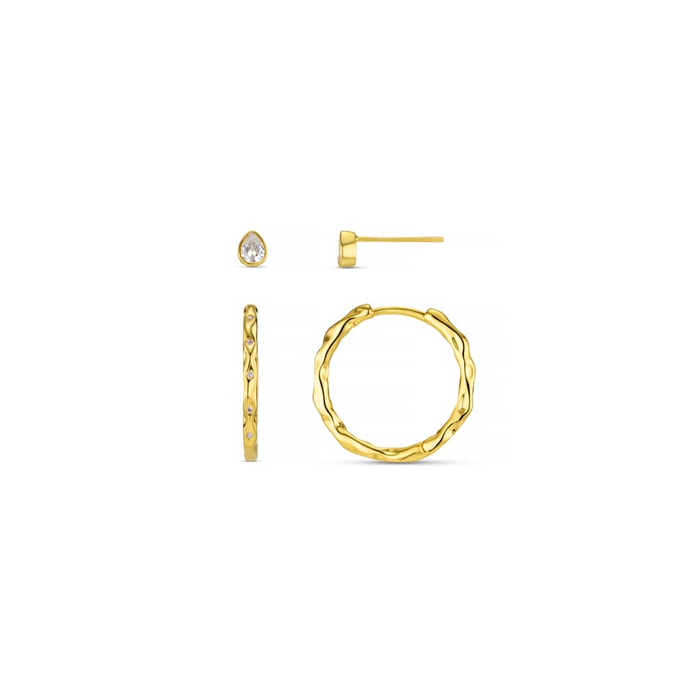 Earring Pack Teardrop Stud & Molten Hoop Ear Stacking Set Orelia Jewellery