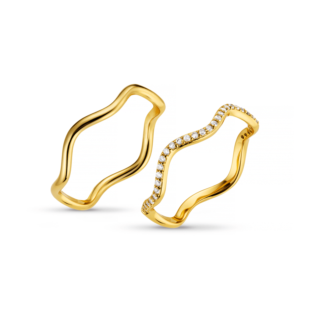Fine Pavé Wave Stacking Ring Set