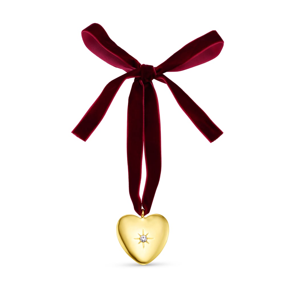 Gifting Other Crystal Heart & Velvet Ribbon Christmas Decoration Orelia Jewellery