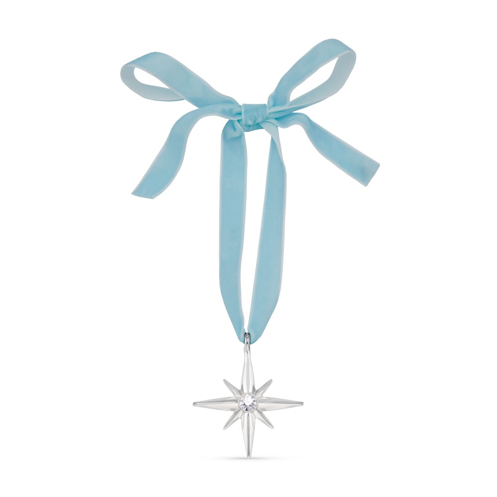 Gifting Other Crystal Silver Star & Velvet Ribbon Christmas Decoration Orelia Jewellery