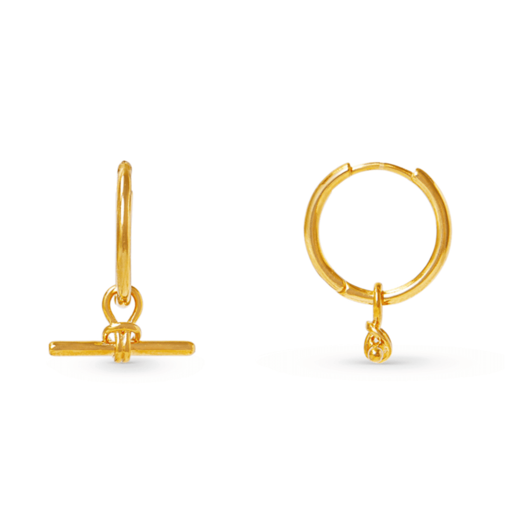 Dainty T Bar Knot Hoop Earrings
