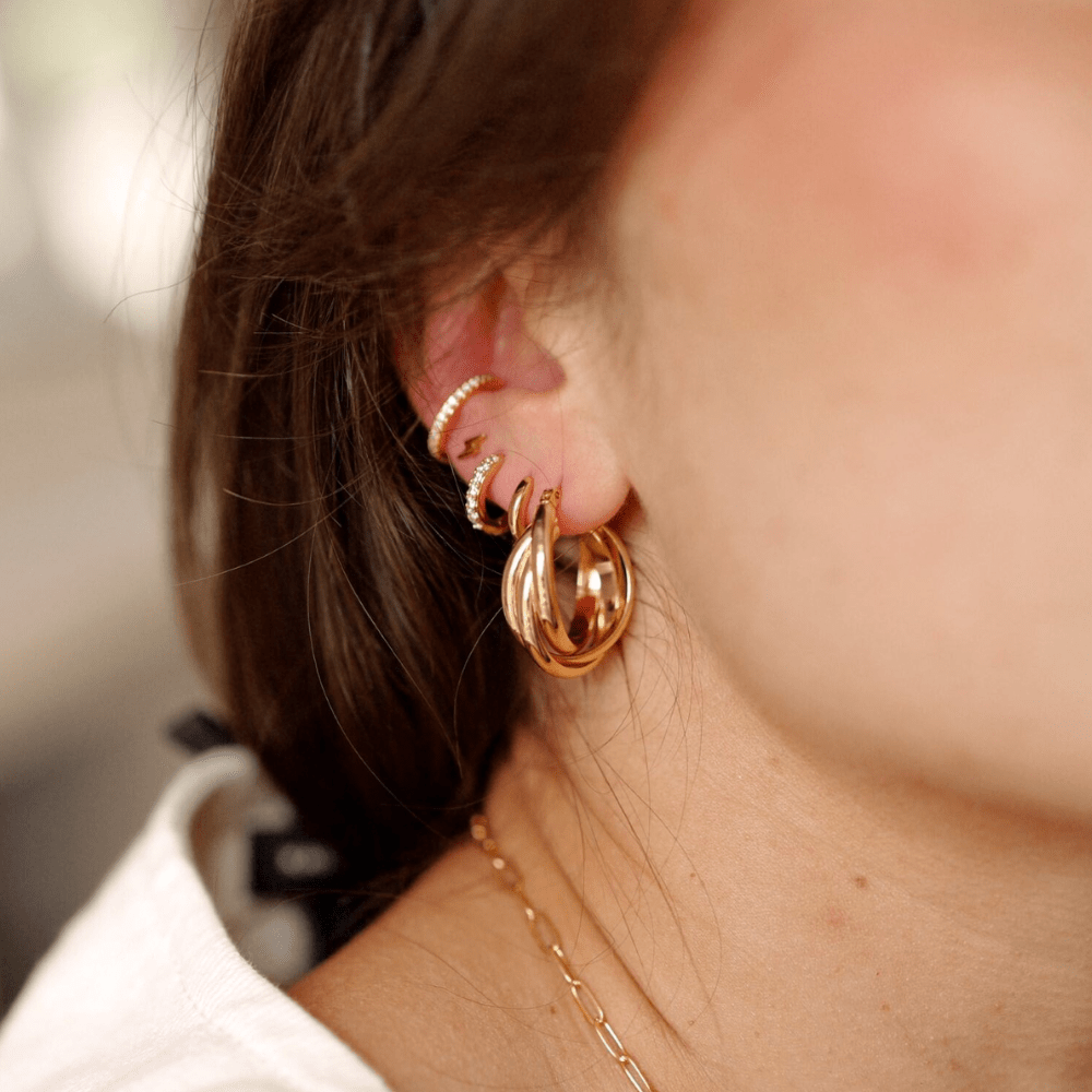 Hoop Earrings Interlocking Hoop Earrings - Gold Orelia Jewellery