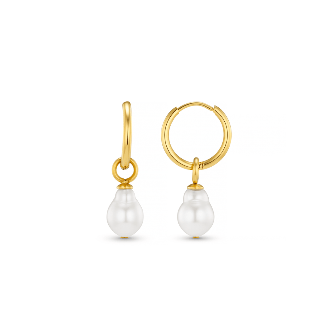Pearl Drop Hoop Earrings