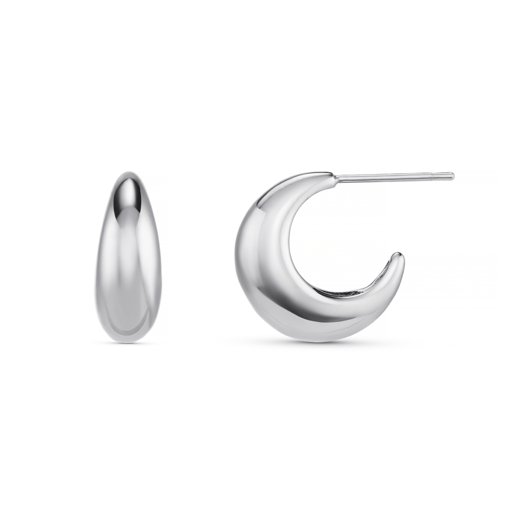 Tapered Dome Hoop Earrings