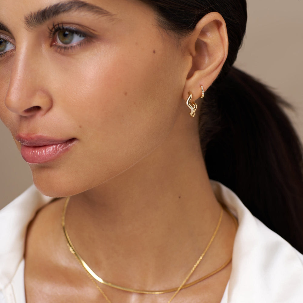 Hoop Earrings Organic Wave Oval Hoop Earrings - Gold Orelia Jewellery