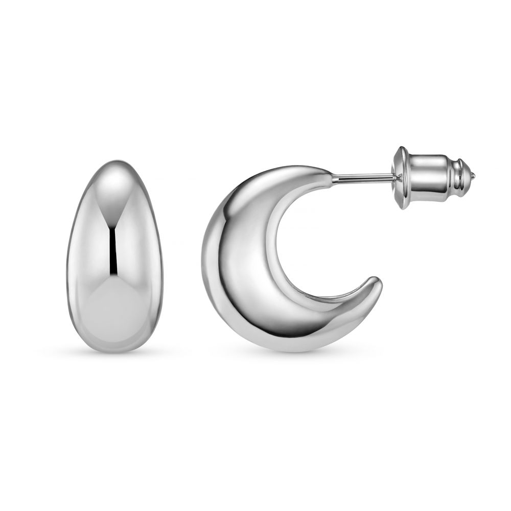 Hoop Earrings Tapered Domed Hoop Earrings - Silver Orelia Jewellery