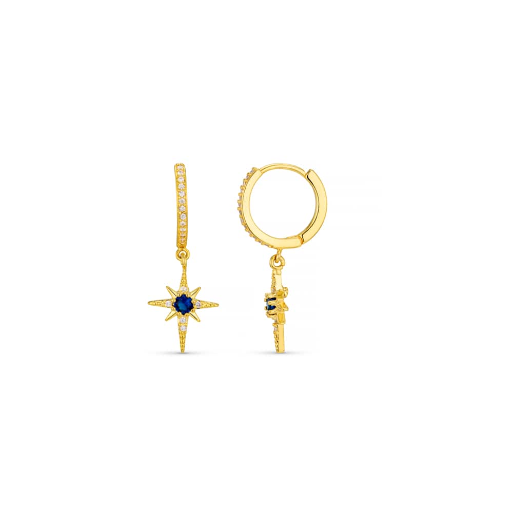 Huggie Hoop Blue Crystal Starburst Huggie Hoop Earrings Orelia Jewellery