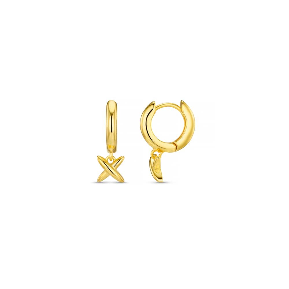 Huggie Hoop Default Polished Cross Charm Huggie Hoop Earrings Orelia Jewellery