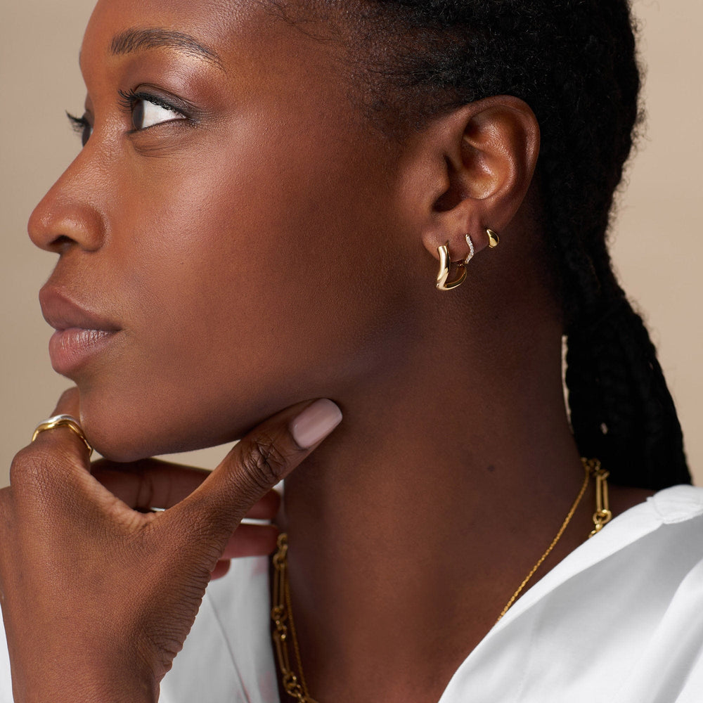 Huggie Hoop Earrings Fine Pave Wave Micro Hoop Earrings Orelia Jewellery