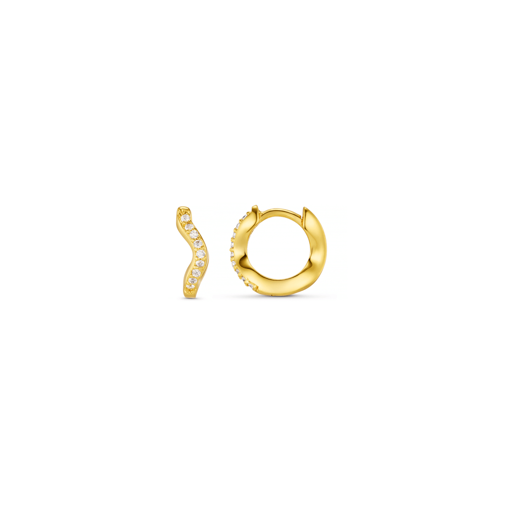 Fine Pavé Wave Micro Hoop Earrings