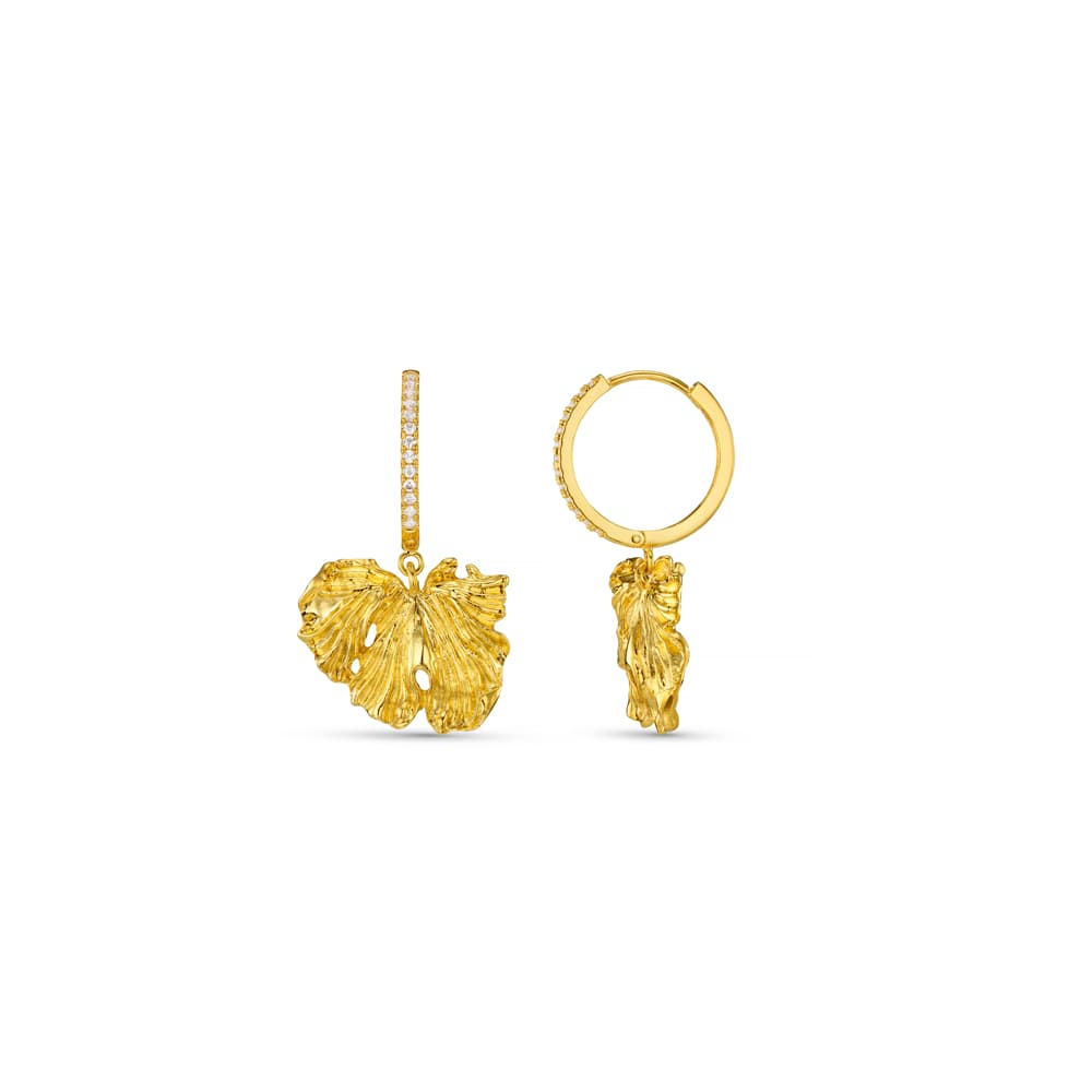 Huggie Hoop Molten Leaf Pavé Hoop Earrings Orelia Jewellery
