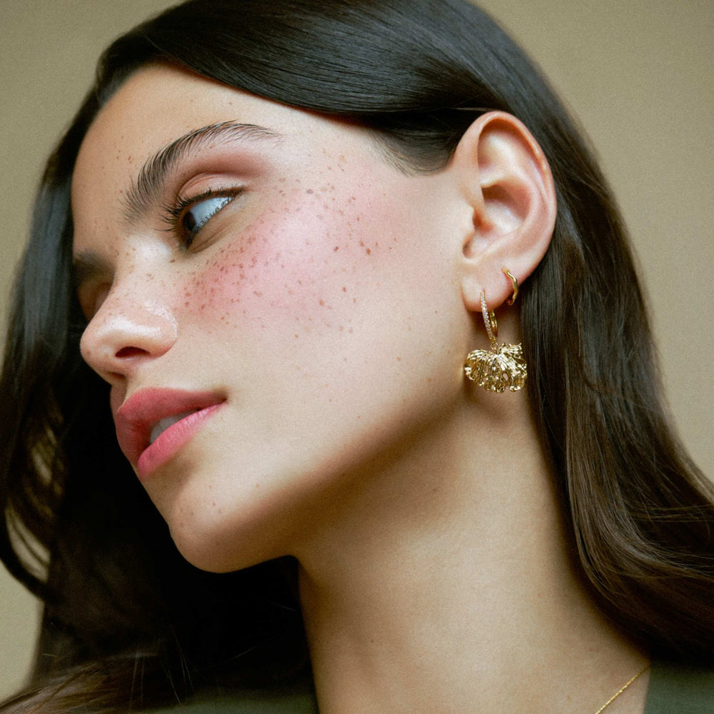 Huggie Hoop Molten Leaf Pavé Hoop Earrings Orelia Jewellery