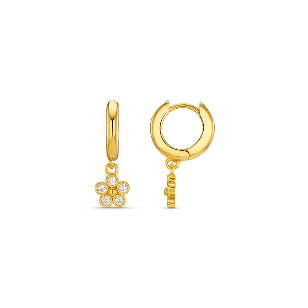 Huggie Hoop ONE Crystal Flower Drop Huggie Hoop Earrings Orelia Jewellery