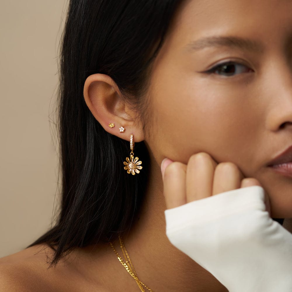 Huggie Hoop ONE Daisy & Pavé Hoop Earrings Orelia Jewellery