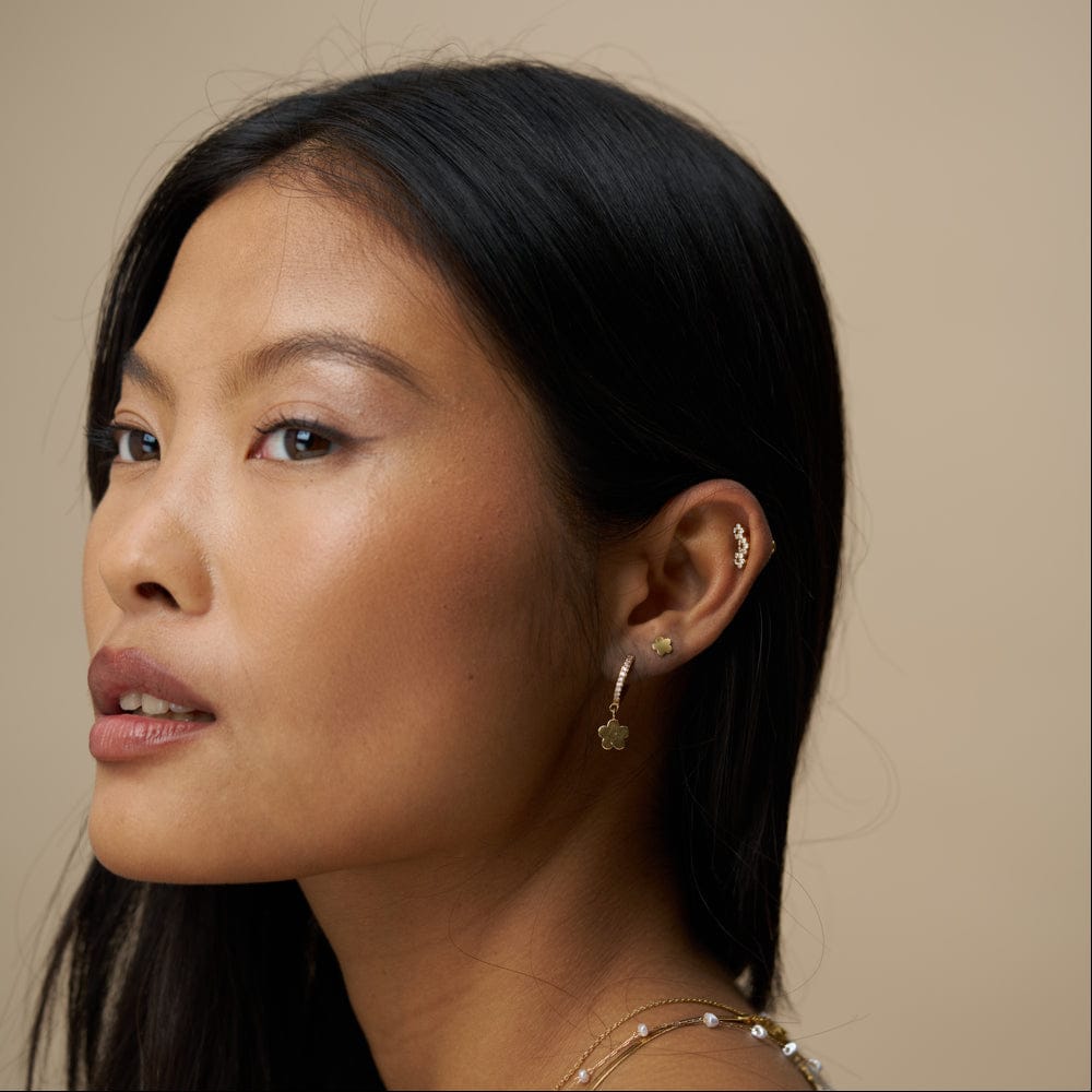 Huggie Hoop ONE Flower & Pavé Huggie Hoop Earrings Orelia Jewellery