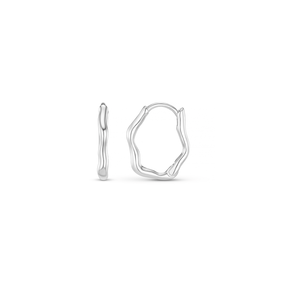 Huggie Hoop Organic Wave Huggie Hoop Earrings - Silver Orelia Jewellery