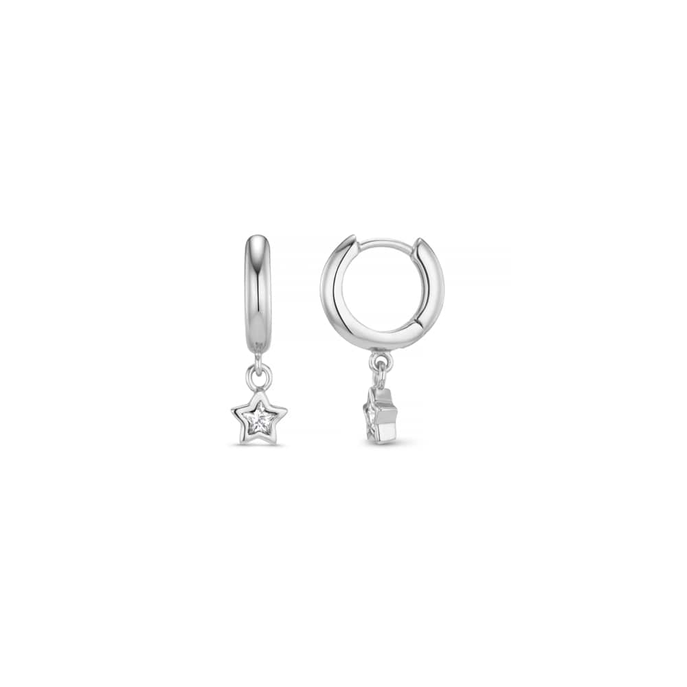 Huggie Hoop Petite Star Charm Huggie Hoop Earrings - Silver Orelia Jewellery