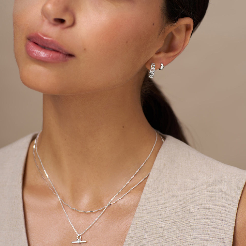 Huggie Hoops Chain Huggie Hoop Earrings - Silver Orelia Jewellery