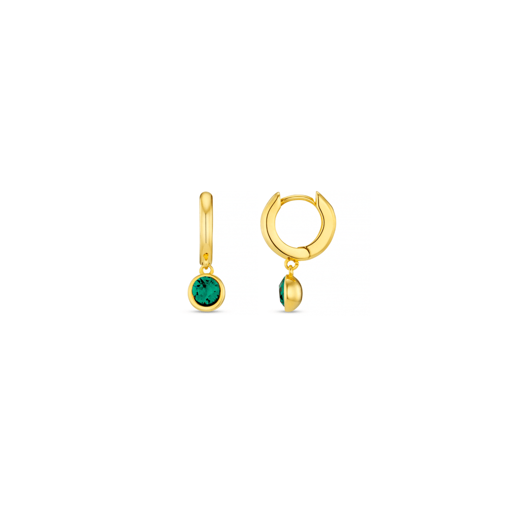Emerald Drop Huggie Hoop Earrings Made Swarovski® Crystals