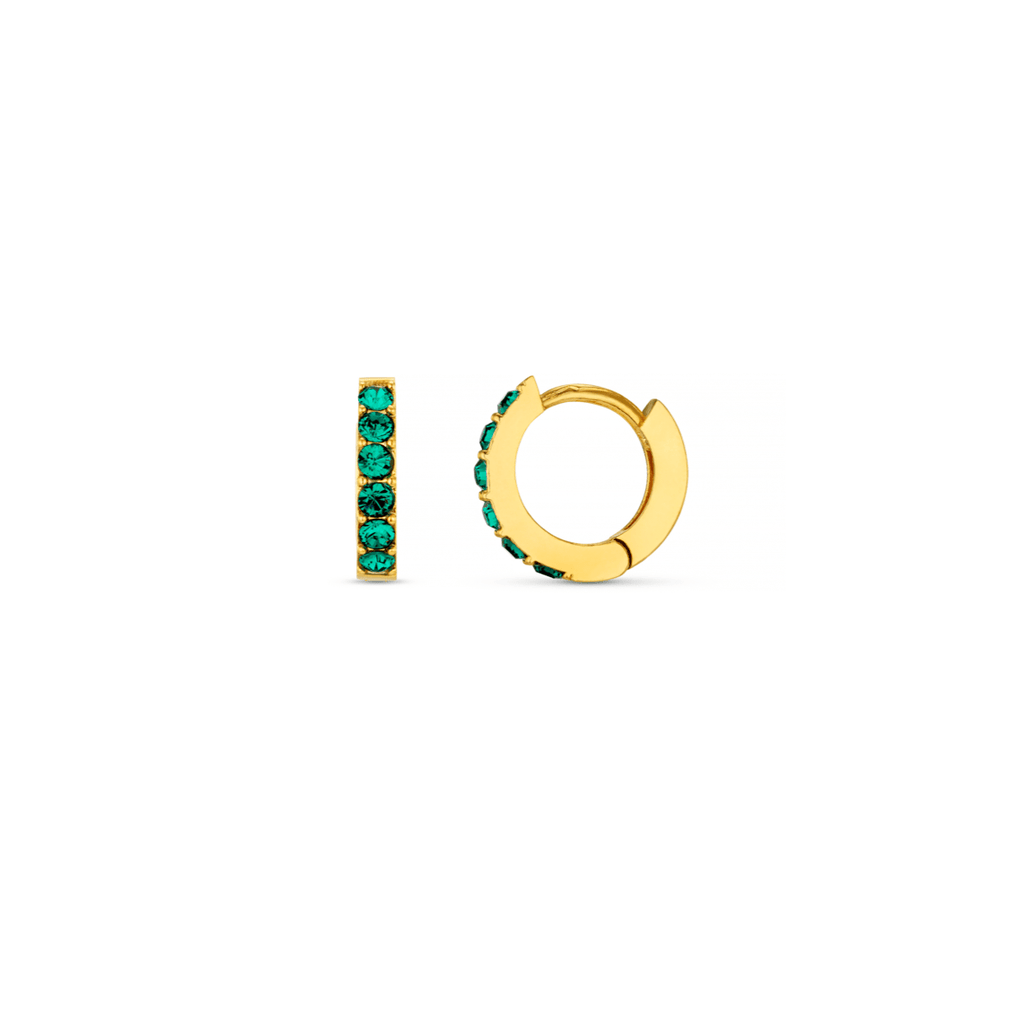 Emerald Huggie Hoop Earrings Made Swarovski® Crystals
