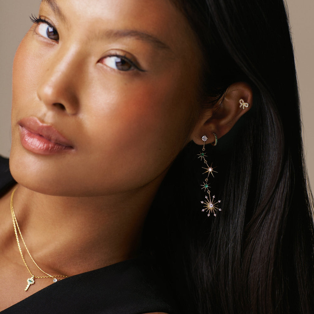 Huggie Hoops Emerald Mini Micro Pave Hoop Earrings Orelia Jewellery